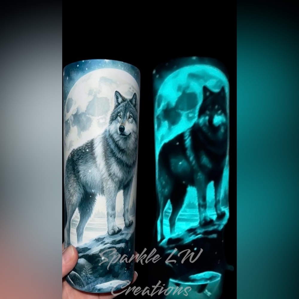 Wolf Tumbler Gift Glow in dark Tumbler Custom Made 20oz